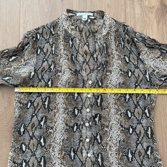 Banana Republic Blouse Women Small Sheer Snake Python Print Brown Black - Picture 12 of 15